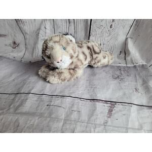 Wild Republic Plush Snow Leopard Tan/White Laying Down 8" Stuffed Animal Toy